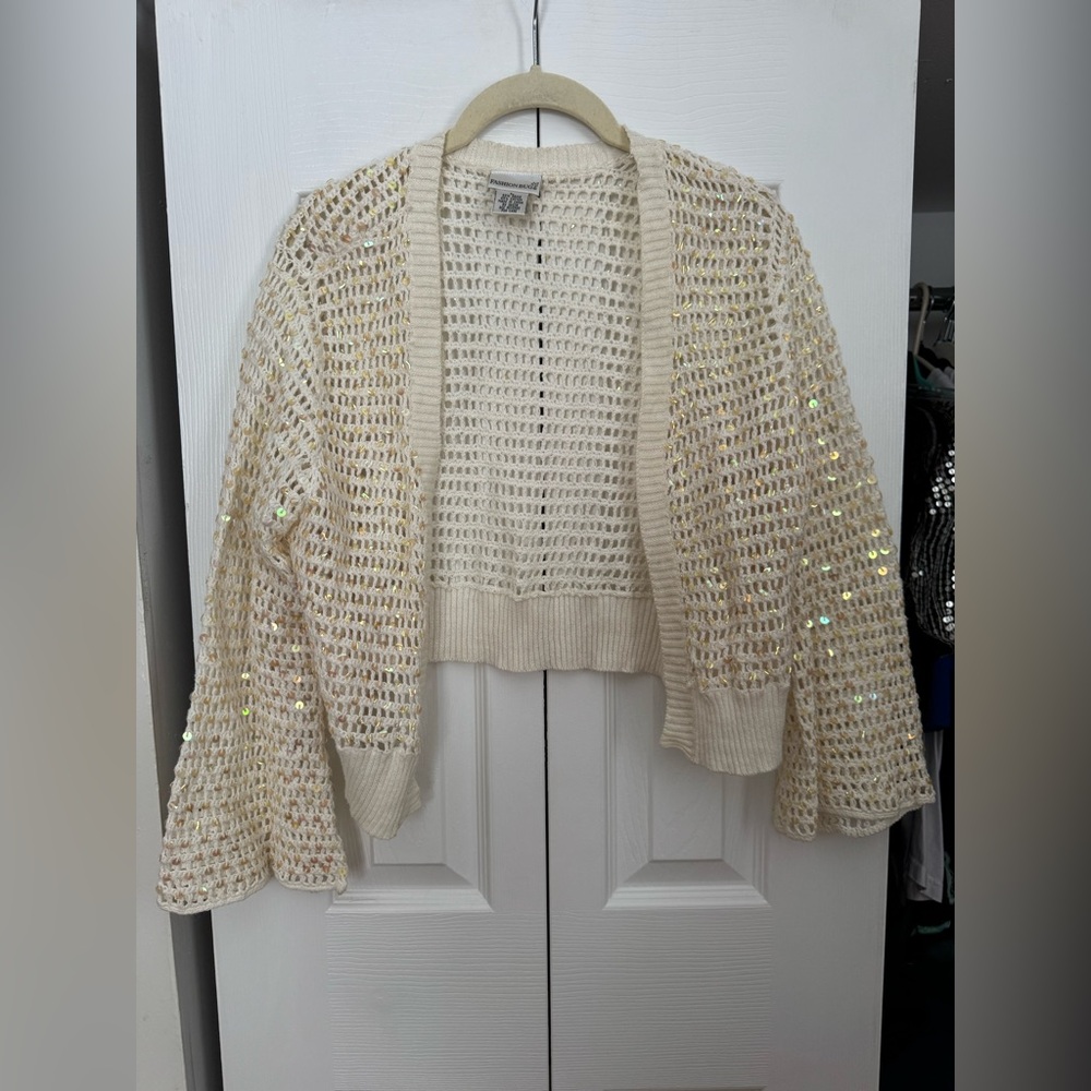 Y2K Cream Sequin Cardigan